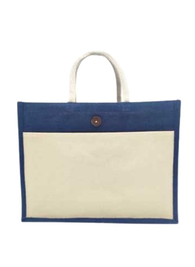 Fatio Set of 10 Eco-Friendly Jute Canvas Bags – Cream and Navy Blue, Durable & Stylish - Image 2